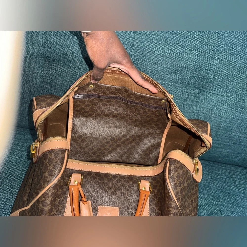 Celine Brown and Tan Macadam Boston Bag - Picture 8 of 16